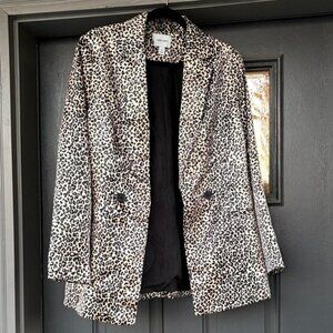 Nine West Black and White Animal Print Blazer